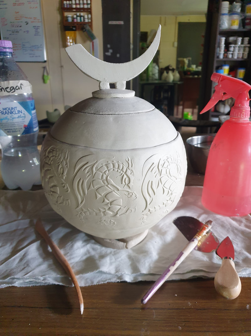 Prototype Dragon Urn with Dragon Claw Lid