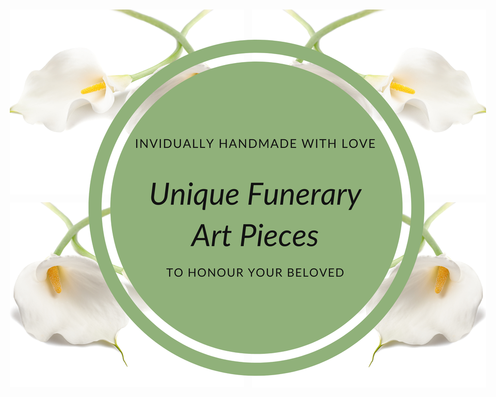 Banner that reads Unique Funerary Art handmade with love to honour your beloved